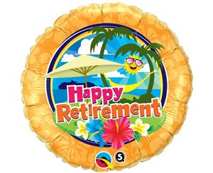 Qualatex 18 Inch Round Happy Retirement Holiday Design Foil Balloon (Yellow) - SG8771