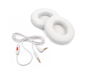 REYTID Replacement Cable and Ear Pad Kit Compatible with Beats by Dr. Dre Solo2 Solo 2.0 and Wireless Headphones - White