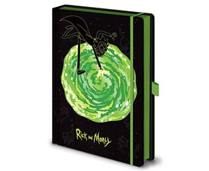 Rick And Morty Notebook Portals Logo Official Premium A5 - Black