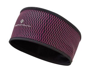 Ron Hill Mens Wind Block Thermal Light Running Headband - Black/Azalea