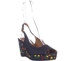 SC35 Sondire Wedge Slingback Sandals Posie Denim