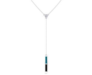 San Jose Sharks Diamond Y-Shaped Necklace For Women In Sterling Silver Design by BIXLER - Sterling Silver