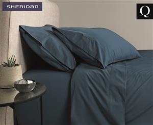 Sheridan 300TC Percale Queen Bed Sheet Set - Petrol