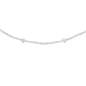 Silver 25cm Twist Ball & Twist Chain Anklet