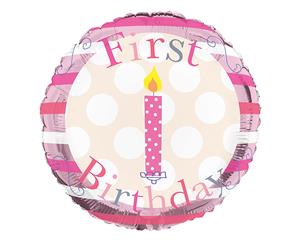 Simon Elvin 18 Inch First Birthday Circular Balloon (Pink) - SG4603