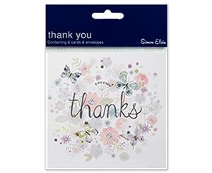 Simon Elvin Open Thank You Display Pack (Pack Of 6) (Butterflies/Flowers) - SG13790