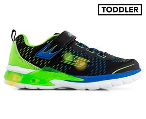 Skechers Boys' S Lights Erupters II Lava Arc Shoe - Black/Blue/Lime