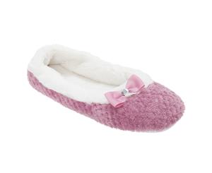 Slumberzzz Womens/Ladies Textured Ballet Slippers (Pink) - SL740