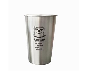 Stainless Steel Cups-500ml-Metal Drinking Glasses-Cool Bear