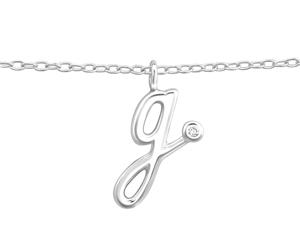 Sterling Silver Cubic Zirconia &quotG" Silver Anklet