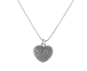 Sterling Silver Heart Pendant Necklace 18" - White