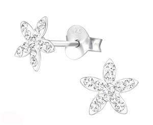 Sterling Silver Kids Flower Stud earrings made with Swarovski Crystal