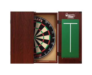 TEX PRO Dart Board Set MAHOGANY CABINET