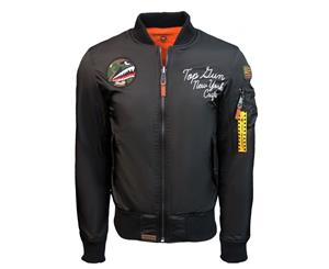 Top Gun MA-1 Lady Luck Reversible Bomber Jacket Black Orange - Black