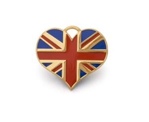 Union Jack Heart ID Tag - Gold