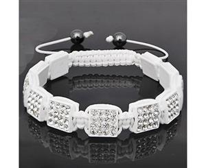 Unisex Bling Beads Bracelet - SQUARE white - White