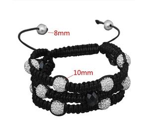 Unisex Bling Bracelet - Beads 3 ROW - Black