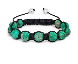 Unisex Marcrame Bracelet - GREEN STONE - Black