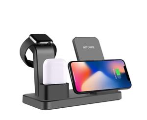 WIWU 3 in 1 Wireless Charger Apple Charging Dock for iwatch 4321 AirPods 2/1 iPhone & Other Qi Enable Phones-Grey