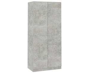 Wardrobe Concrete Grey Chipboard with 2 Doors Clothing Cabinet Shelf