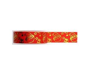 Washi Tape - Red with gold foil Santa and stars - size 15mm x 10m