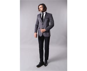 Wessi Slimfit Mens Two Buttons Grey Velvet Blazer