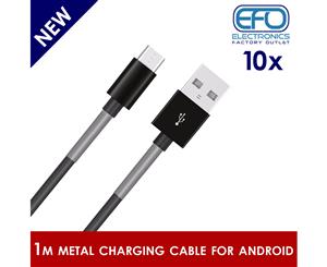 10Pc 1M Usb Data Charge Cable Micro Usb Connector For Samsung Htc Metal Protected 10X