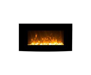 1500W 36" Black Curved Wall Mounted Electric Fireplace Heater Fire Flame