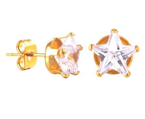 18K Yellow Gold Star Solitaire Earrings