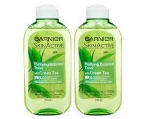2 x Garnier SkinActive Green Tea Toner 200mL