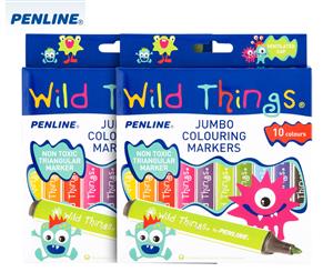 2 x Penline Wild Things Jumbo Colouring Markers 10-Pack - Multi