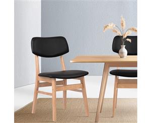 2x Dining Chairs Retro Replica Kitchen Chair Black and Wooden Designer Caf