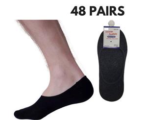 48 Pack Cotton Non-Slip No-Show Socks - Charcoal