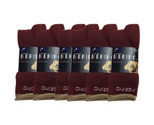 6 Pairs Merino Wool Men's Socks - Burgundy