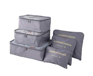 6 Set Travel Storage Bags/Luggage Organizer Pouch - Grey