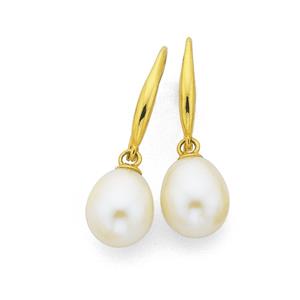 9ct Gold Cultured Fresh Water Pearl Drop Earrings