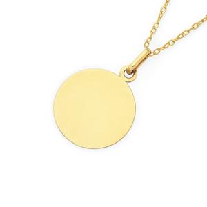 9ct Gold Round Engravable Disc Pendant