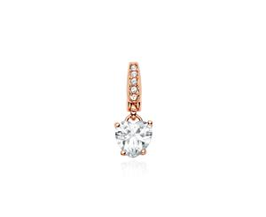 Affinity Heart Solitaire CZ Charm - Rhodium Plated