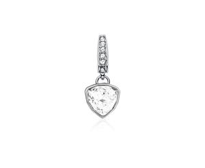 Affinity Mini Trillion Charm with Clear Swarovski Crystals Rhodium Plated