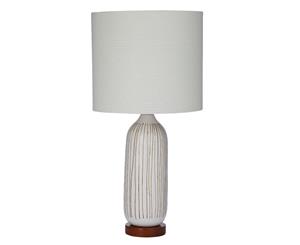 Amalfi Everett Ceramic Rubberwood Fabric B22 Light Globe Table Lamp Home Living Room Decor - White