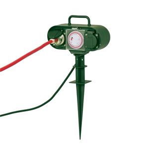 Arlec 2 IP44 Outlet Outdoor Garden Stake Timer Powerboard