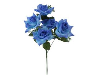 Artificial Fake Flowers Bouquet Greenery Foliage Leaf Roses Wedding Decor[Design Rose C (Blue)]