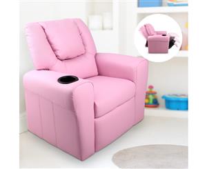 Artiss Luxury Kids Recliner Sofa Children Lounge Chair Couch PU Armchair PINK