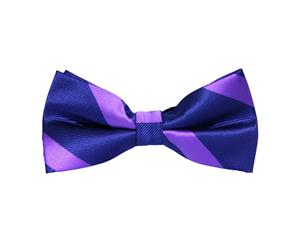 AusCufflinks Men's Navy Purple Stripe Bow Tie