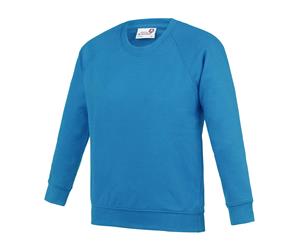 Awdis Academy Childrens/Kids Crew Neck Raglan School Sweatshirt (Sapphire Blue) - RW3918