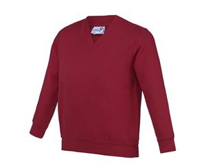 Awdis Academy Childrens/Kids Junior V Neck School Jumper/Sweatshirt (Pack Of 2) (Claret) - RW6680