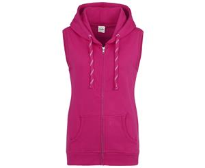 Awdis Just Hoods Womens/Ladies Girlie Sleeveless Full Zip Hoodie (Hot Pink) - RW3940