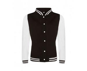 Awdis Womens/Ladies Girlie Varsity Jacket (Jet Black/Arctic White) - PC2892