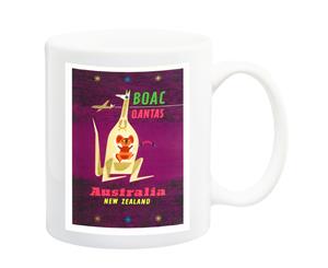 BOAC To Australia & New Zealand Air Travel Poster Mug - 11 Fluid Oz