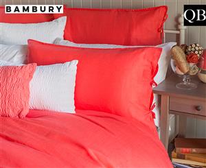 Bambury Linen Queen Bed Quilt Cover Set - Coral